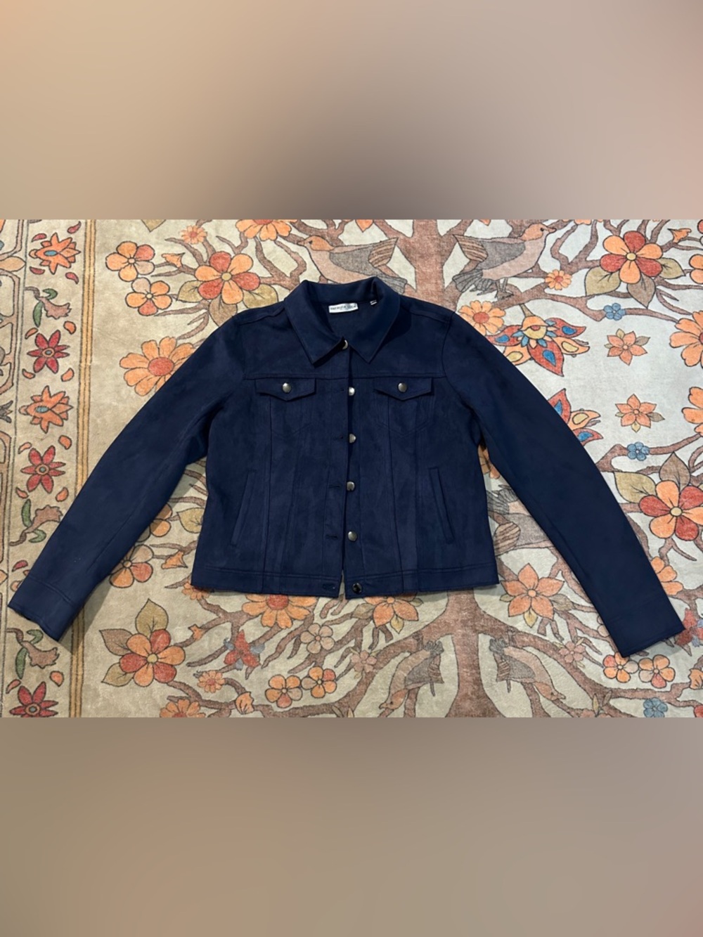 Patrizia Luca Navy Suede Snap-Front Jacket